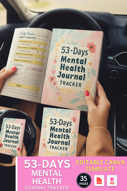 🧠 53-Day Mental Health Journal & Wellness Tracker – Guided Prompts, Self-Care Planner & Mindfulness Companion