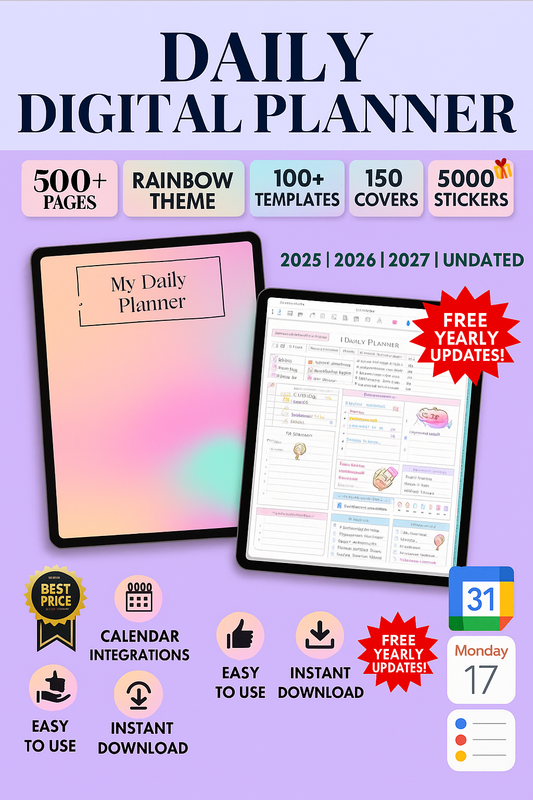 All-in-One Daily Digital Planner (Portrait) for Productivity & Focus