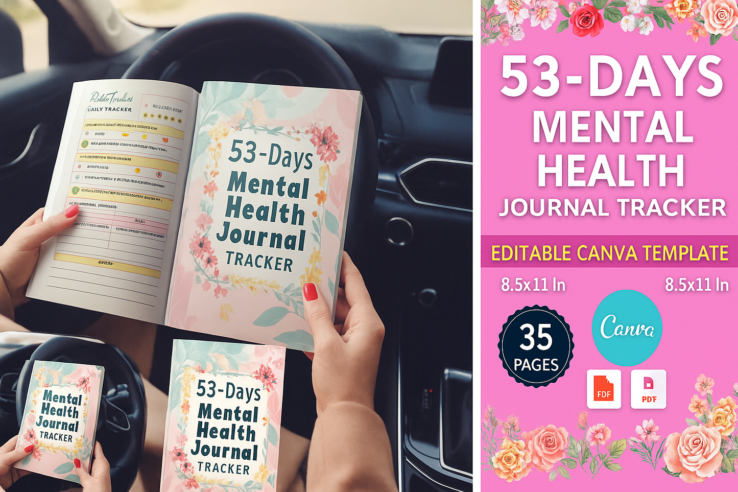 🧠 53-Day Mental Health Journal & Wellness Tracker – Guided Prompts, Self-Care Planner & Mindfulness Companion