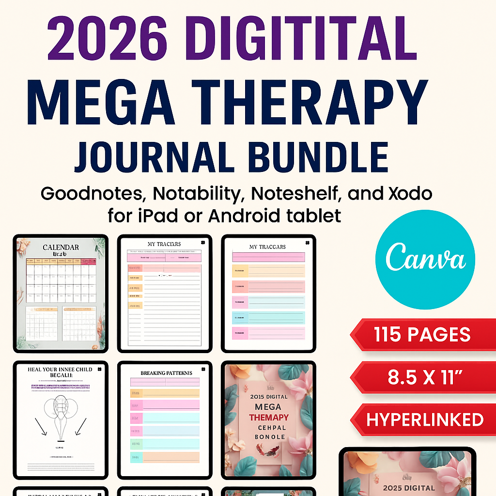 🧠 2026 Digital Mega Therapy Journal Bundle – Your All-in-One Mental Wellness Companion!