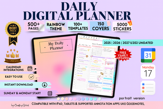 All-in-One Daily Digital Planner (Portrait) for Productivity & Focus
