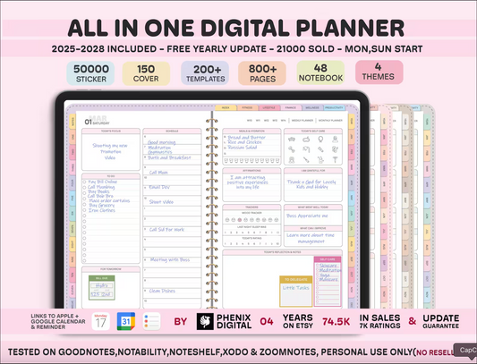 📅 All-in-One Digital Planner 2025-2027 | 📝 Daily • 📆 Weekly • 📒 Monthly | Goodnotes & Notability Hyperlinked Journal